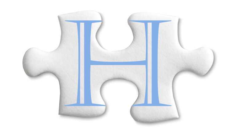 A puzzle piece with the letter H