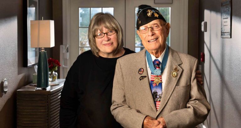 Roberta Messner and Woody Williams; photo by Scott Goldsmith